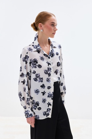 Sateen Desenli Salaş Gömlek - Siyah-136805 Siyah