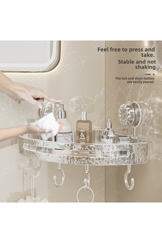 Moveevo Banyo Tuvalet Açık Gri Plastik Süksiyon Çene Köşe Rafı - Delme Yok, Kolay Kurulum, Modern Minimalist Tasarım, Uzun Ömürlü Depolama Diğer