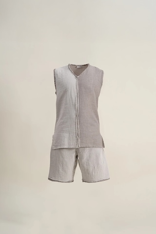 Ecocotton Melsa Erkek Açık Gri "large" %100 Organik Pamuk Şortlu Pijama Takımı Gri