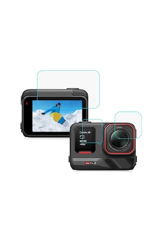 For Insta360 Ace Pro 2 Puluz 3 İn 1 Rear & Front Screen And Lens Tempered Glass Film Transparent