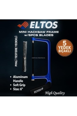 Testere Seti 5 Yedek Bıçaklı 15 Cm Bıçak Uzunluğu Alüminyum Gövde Yumuşak Kavrama Ergonomik Mini Kıl Testere H