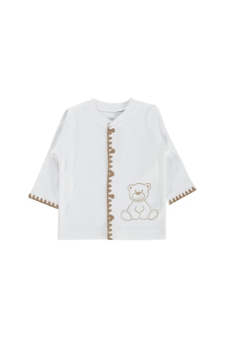 Civil Baby Oturan Tatlı Ayı Baskılı 1-9 Ay Pijama Takımı - Ekru