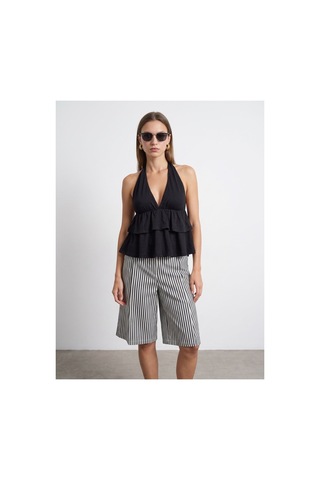 Dilvin 33017 Lyocell Halter Top-siyah-16459