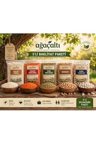 5 Li Bakliyat Seti 1 Kg, Avantajlı Set Pirinç Mercimek Nohut Fasulye Ekonomik Paket