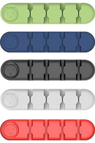 Sandwich Siyah Silikon Kablolu Düzenleyici 4 Lü Delikli Masüstü Kabloları Tutucu Organizatör