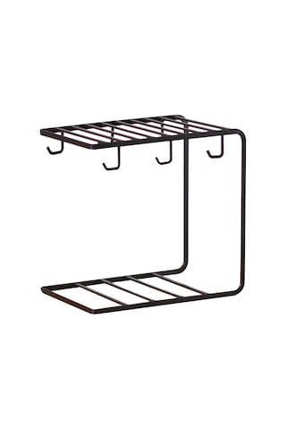 Fosenze Demir Kahve Fincan Holderı - Çift Katlı Mutfak Organizer - Suyu Süzme Özelliğiyle Fincan Depolama Rakusu Kahve Altın Rengi Kahverengi