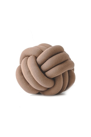 Sones El Yapımı Düğümlü Top Yastık, Boyut: Çap: 25 30cm Açık Kahve