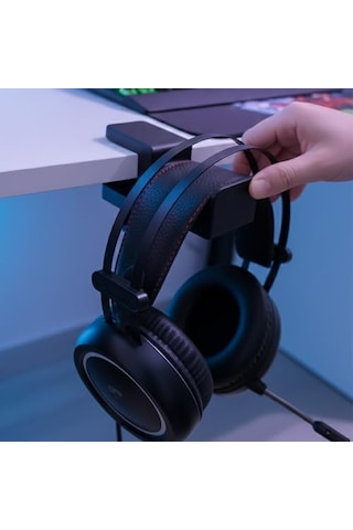 Premium Siyah Asılabilir Masa Kenarı Kulaklık Standı, Ergonomik Ve Sağlam