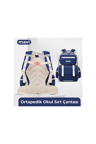 Su Geçirmez Ortopedik Erkek Çocuk Okul Çantası Mavi 467529