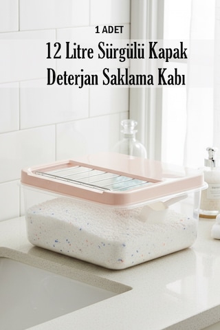 12 Litre Çok Amaçlı Sürgülü Kapak Saklama Kabı Patates Soğan Deterjan Vs. Krem Kapak