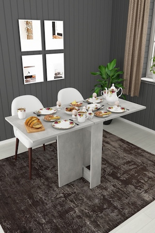 Asra Trend Katlanır Mutfak Yemek Masası KM-32 %100 MDF Akıllı Çalışma Masası Retro Taş