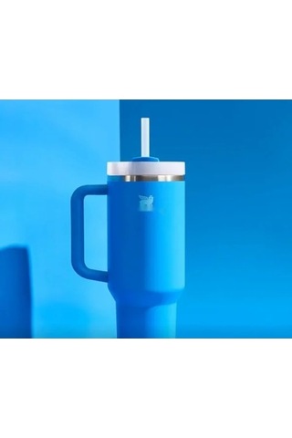 Pipetli Termos Bardak, Mavi, 0.89 Litre -