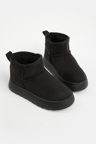 Tonny Black Kalın Poli Taban İçi Kürklü Süet Görünümlü Çocuk Unisex Siyah Günlük Bot Tbsz015 Siyah