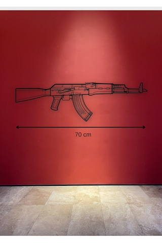 Ak-47 Desenli Siyah Metal Duvar Süsü