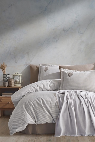 As Perde Maribell Çift Kişilik Pikeli Nevresim Takımı - Bej