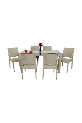 Depootoptan Mandella Elit Rattan 90 x 150 CM 2 Elit Koltuk 4 Elit Sandalye Camlı M (533389974)