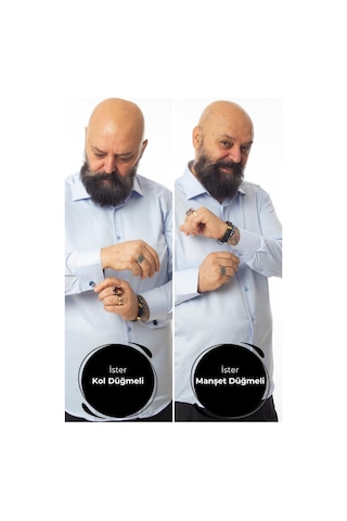 Dicotto Mavi 4 Drop Ekstra Büyük Yaka Rahat Kesim Micro Kumaş Kol Düğmeli Regular Fit Erkek Gömlek // 189-4-dc24x 001