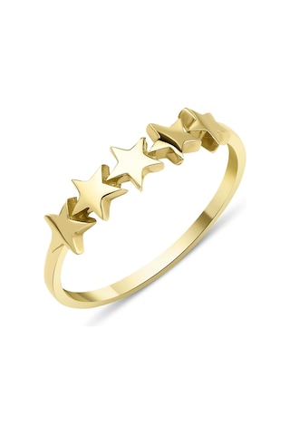 Fiyonk Kuyumculuk 14 Ayar Altın Sıralı Yıldızlar Yüzük 001