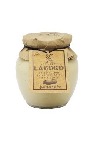 Laçoko Şekersiz Katkısız Glutensiz Doğal Az Kavrulmuş Çiğ Parçacıklı Ballı Fıstık Ezmesi 350 G