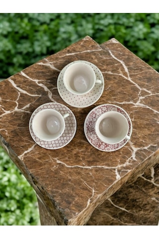 Şık Ve Modern 3lü Fincan Takımı Ahşap