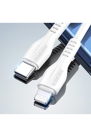 Dux Ducis Apple iPhone Uyumlu 20W Hızlı Şarj 13- 12,11 Kablosu 1M-Beyaz