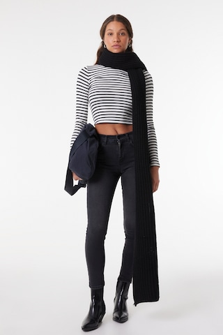 Wrangler High Rise Skinny Fit Dar Kesim Yüksek Bel Çok Dar Paça Siyah Kadın Esnek Jean Denim Kot Pantolon W27H01630B Siyah