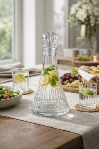 Elysia Model Kapaklı Premium Şık Cam Karaf Sürahi,şişe 700 Ml Kapaklı,33 Cm