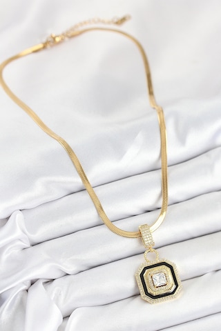 316l Çelik Zirkon Taşlı Siyah Detaylı Baget Model Gold Renk Kadı Renkli