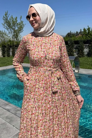Rabia Şamlı Hale Elbise Bej Normal