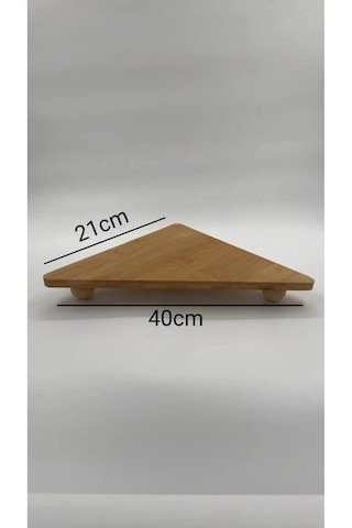 Üçgen Bambu Sunum Standı Top Ayaklı 3 Köşe Servis Tabağı Doğal Bambu Bambu