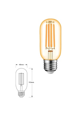 T45 Rustik Led Ampul 4w E27 Duy 2700k Amber Cam Dekoratif Vintage