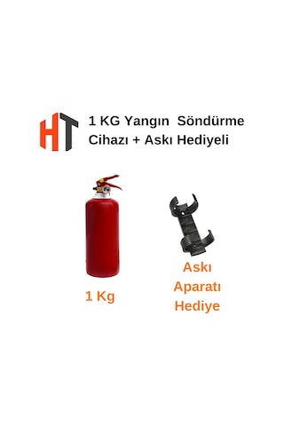 1 Kg Kuru Kimyevi Tozlu Yangın Söndürme Tüpü Askı Aparatı Hediyeli
