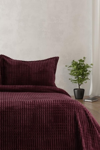 Merinos Modern Line Çift Kişilik Battaniye Seti Bordo Bordo