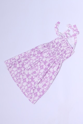 Kız Çocuk Askılı Elbise Çiçek Desenli B35 Hcm00119 Lila - Pembe