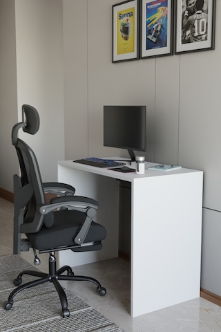 Alpa Ev Mobilya Çalışma Masası, Modern Bilgisayar Masası, Ofis & Ev Kullanımı, Minimal Tasarım Beyaz
