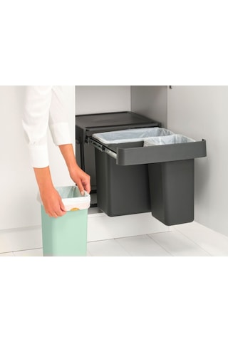 Brabantia Dark Grey Sort&go Buılt In Bın Çöp Kutusu 10+10+20lt Siyah