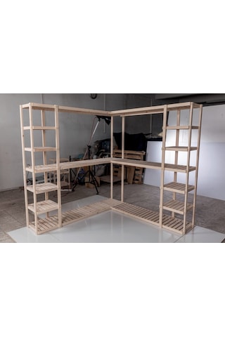 Ahşap L Köşe Elbise Dolabı Ahşap