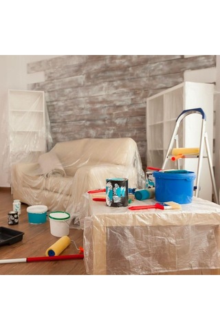 Büro Ev Tadilatı İçin 1,80x15mt Yapışkanlı Boya Badana Koruma Hışır Örtüsü