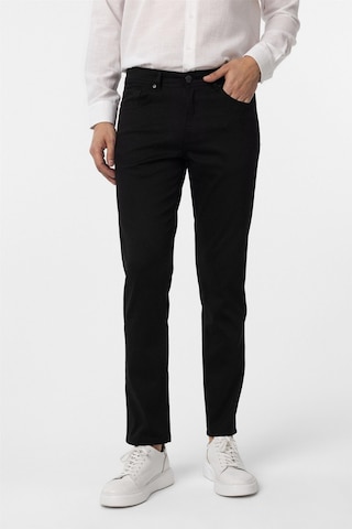 Süvari Siyah Slim Fit 5 Cep Kalıp Armürlü Kanvas Pantolon-35421 Siyah
