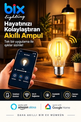 6w Daylight A+ Akıllı Ampul Wifi Uzaktan Kontrol Dim Edilebilir Alexa Google Uyumlu E27 Sarı Aklby-bsva58 Diğer