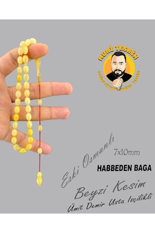 Muri Tesbih Ümit Demir 14,05gr Eski Osmanlı Habbeden Baga Beyzi Kesim 7x10mm