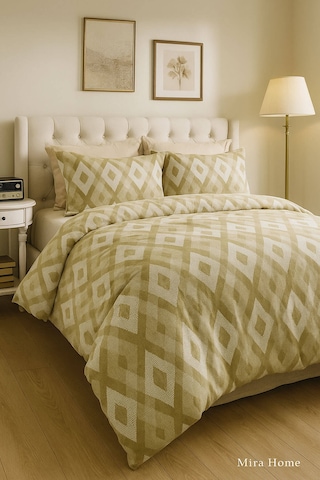 Çift Kişilik Pamuklu Nevresim Takımı İç İçe Baklava Desen Renkli