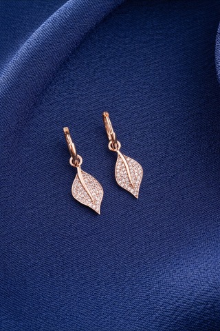 Çekirdekjewelry Işıklı Hediye Kutulu 925 Ayar Gümüş Yaprak Tasarım Küpe Pembe