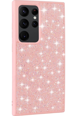 Galaxy S24 Ultra Uyumlu Parlak Taşlı Tasarım Pırlanta Csm Zore Kılıf-pembe