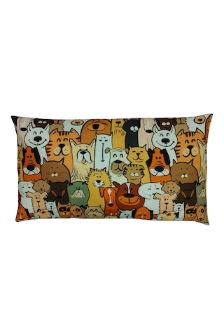 Kedi Köpek Desenli Kırlent Yastık / %100 El İşi / 50x25