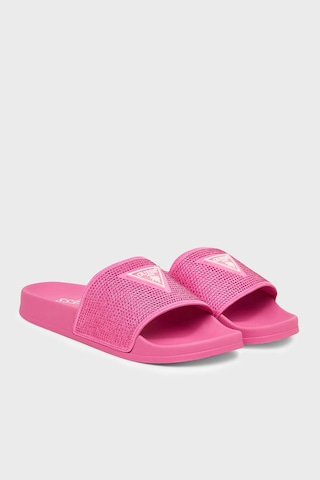 Guess Beach Taşlı Üçgen Logolu Terlik E6gz16bb00f Bayan Terlik E6gz16 Bb00f G6j7 Fuşya