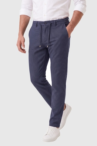 Rizzup Erkek Slim Fit Çizgili Lacivert Kumaş Pantolon İpli Esnek Bel Likralı Spor Pantolon 2700240
