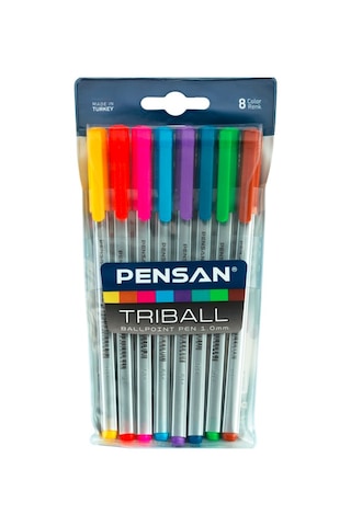 Pensan Triball Renkli 8'li Vakumlu Tükenmez Kalem Seti 1003
