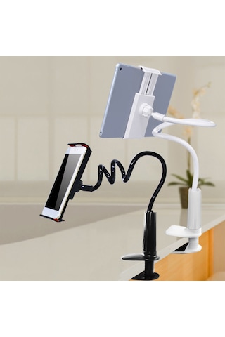 Shineyee Siyah Esnek 360 Derece Dönen Telefon Ve Tablet Tutucu - 70cm Pvc Kol İle 4-10.6 İnç Cihazlar İçin - Yatak, Masa Ve Araçda Filmler, Canlı Yayınlar İçin Evrensel Tutucu Diğer