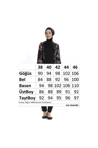 Armes Likralı Tam Kapalı Tesettür Mayo 266 01 Siyah Siyah